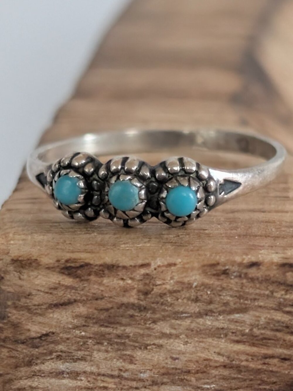 Vintage Native Bell Trading Post Turquoise Sterling Silver Ring Size 6.5